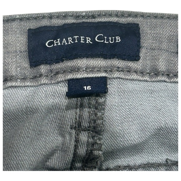 Charter Club Bristol Skinny Ankle Jeans Grey Plaid Pattern Size 16 - Picture 6 of 6
